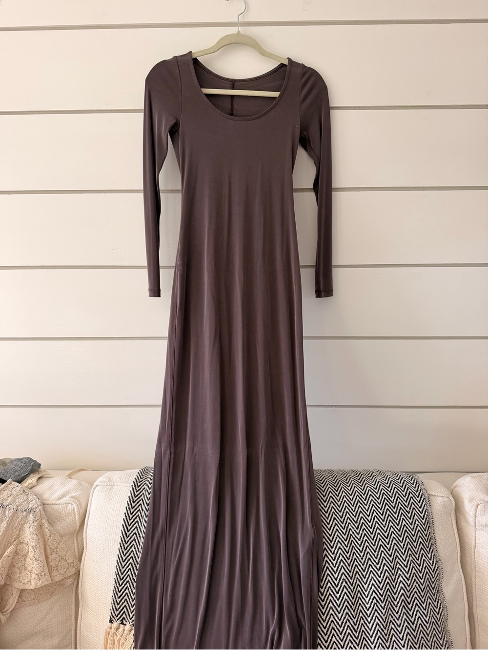 lululemon athletica Long-Sleeve Scoop Neck Maxi Dress in Taupe